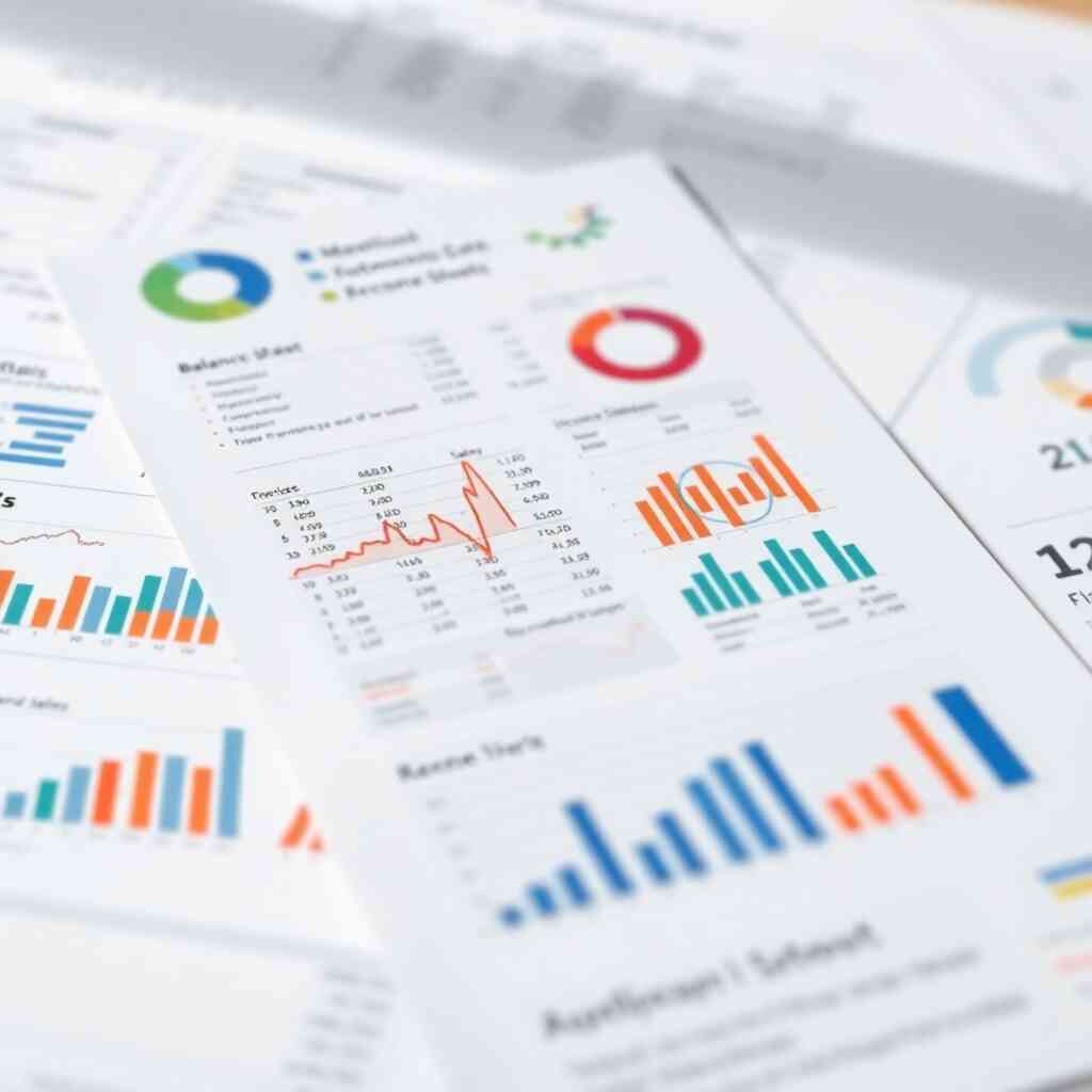 A photorealistic image of a crisp, clear report, possibly a balance sheet or income statement, showcasing important metrics and data visualizations that are easy to understand. The image should demonstrate clarity and the power of insightful reporting.