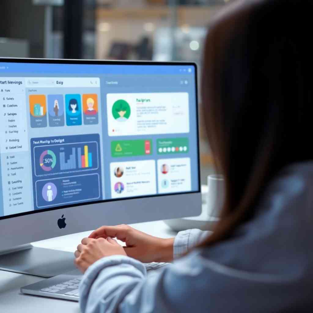 A photorealistic image of a person using the software, focusing on the ease of use of the interface. Show a friendly and welcoming interface with intuitive design elements. Highlight ease of navigation and user-friendliness.